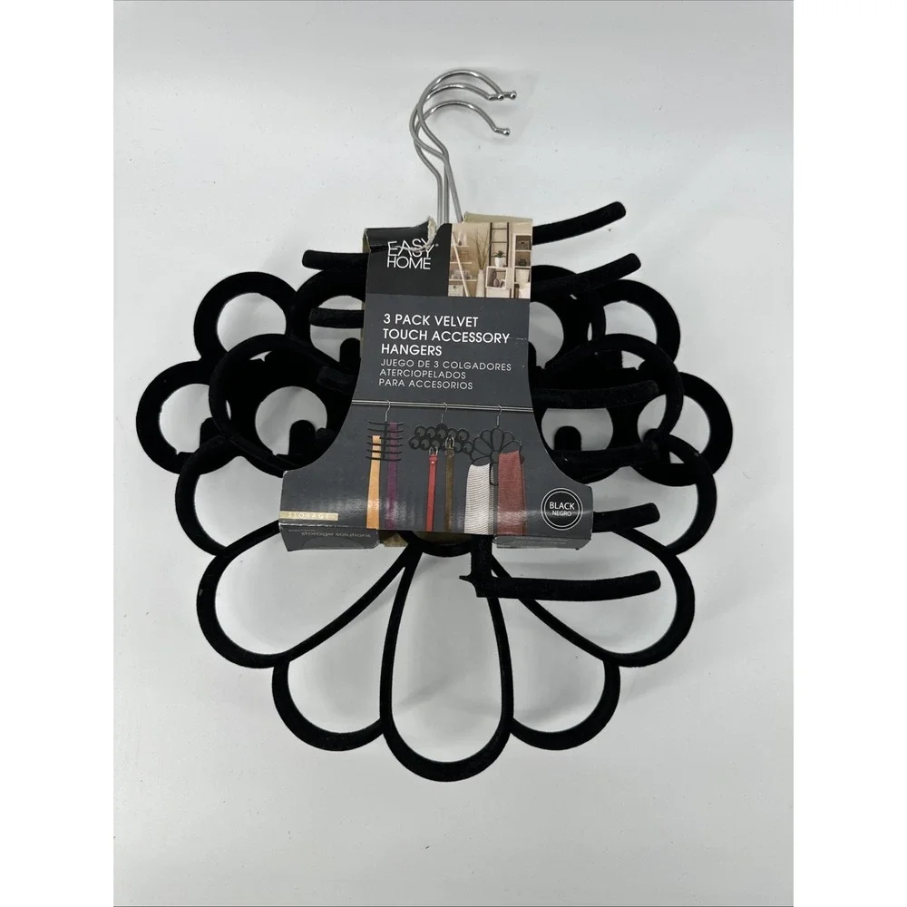 3 Pack Velvet Touch Accessory Hanger Black Negro